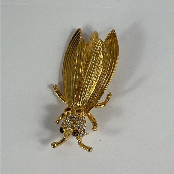 Vintage Hattie Carnegie Cicada Trembler Brooch FLAW - Picture 5 of 8